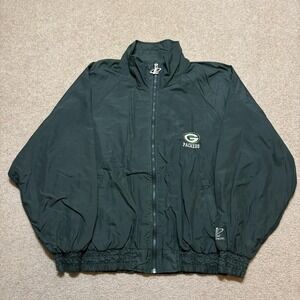 Vtg Green Bay Packers Jacket Medium NFL Football Logo Athletic 90s Windbreaker